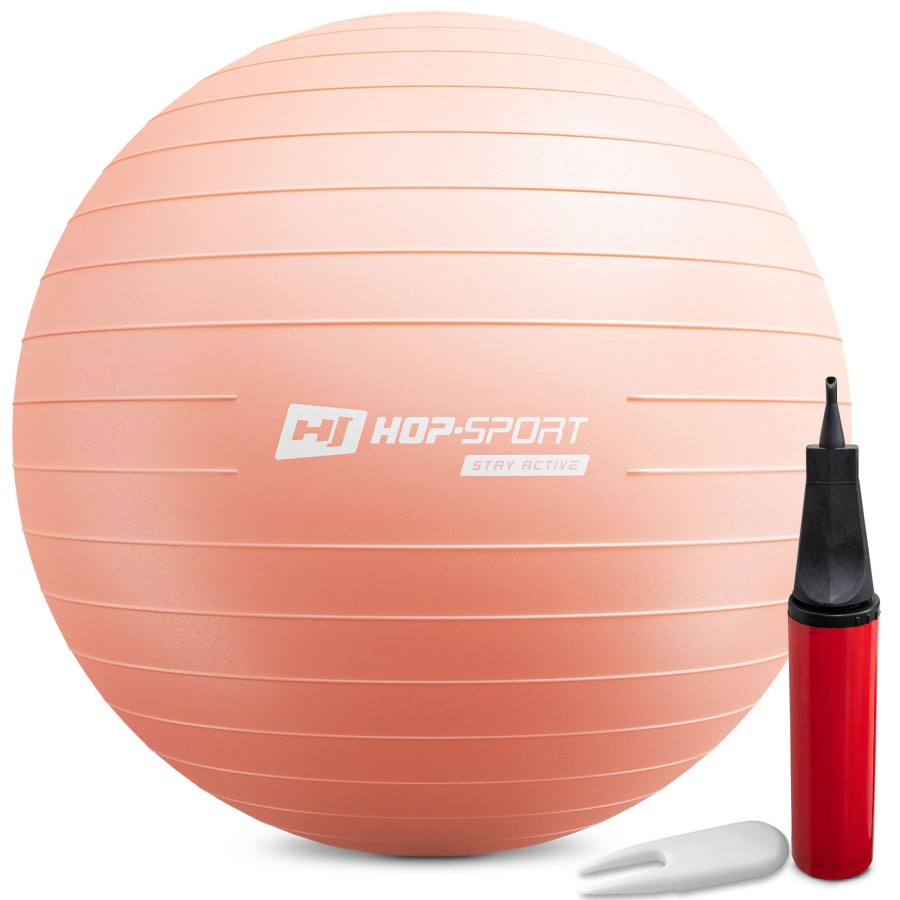 Akcesoria Fitness Hop-Sport | Pilka Fitness55Cmz Pompka- Jasnorozowa