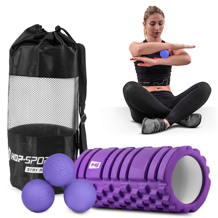 Akcesoria Fitness Hop-Sport | Zestawpileczek Do Masazu+Roller Evafioletowy