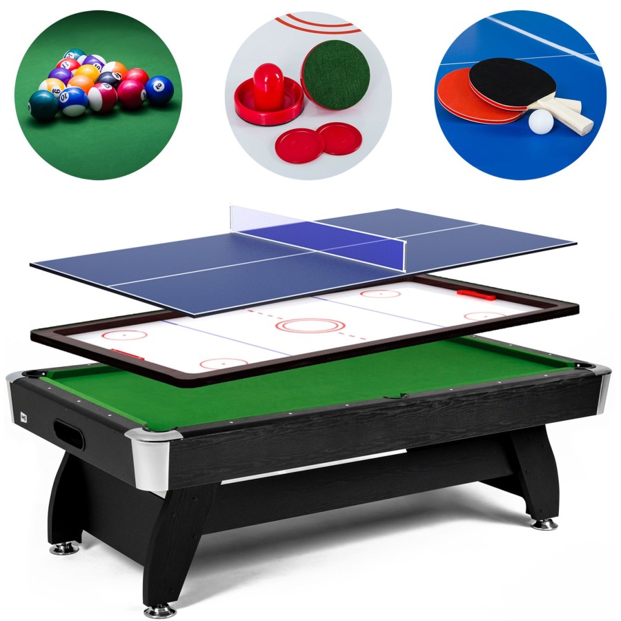 Stoly Do Gry Hop-Sport | Stol Bilardowy Splywowyvip Extra 8 Ftczarny/Zielonyz Nakladka Ping-Pong/Cymbergaj