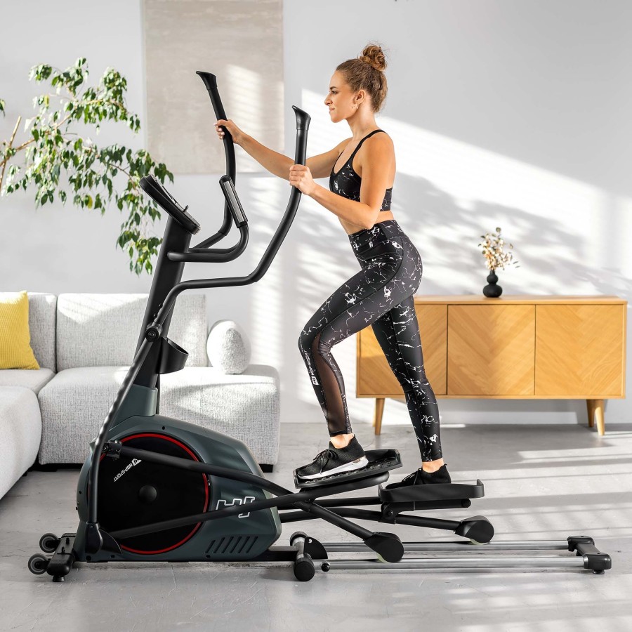 Sprzet Fitness Hop-Sport | Orbitrek Elektryczno-Magnetyczny Hs-095Cf Prizm Szary + Mata