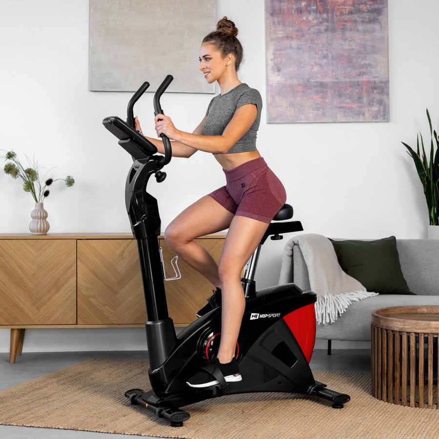 Sprzet Fitness Hop-Sport | Rower Elektryczno-Magnetyczny Hs-090H Apollo Czerwony + Mata