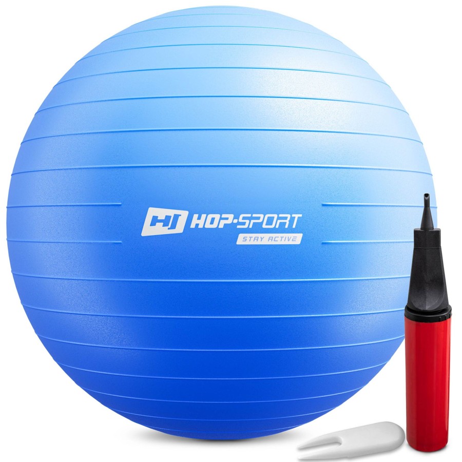 Akcesoria Fitness Hop-Sport | Pilka Fitness 45Cmz Pompka- Niebieska