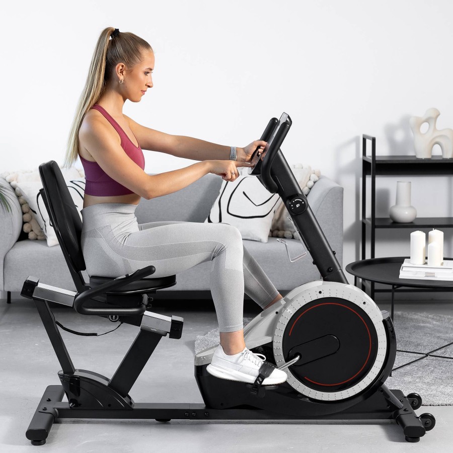 Sprzet Fitness Hop-Sport | Rower Lezacy Hs-060L Pulse Srebrny