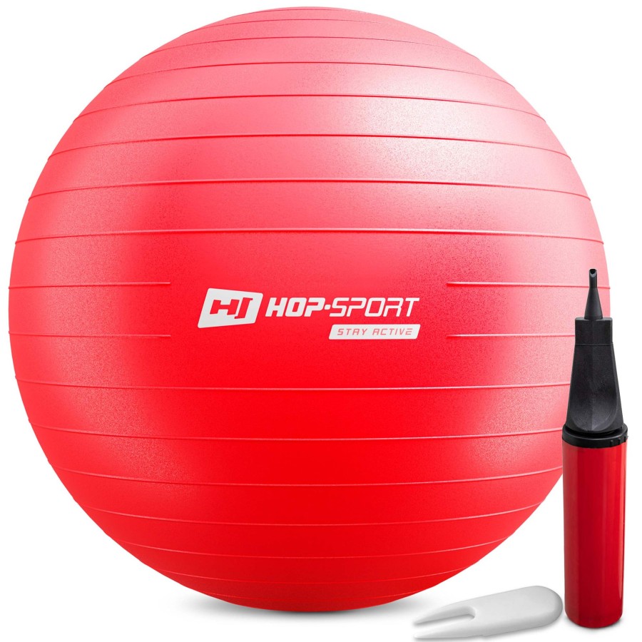 Akcesoria Fitness Hop-Sport | Pilka Fitness75Cmz Pompka- Czerwona