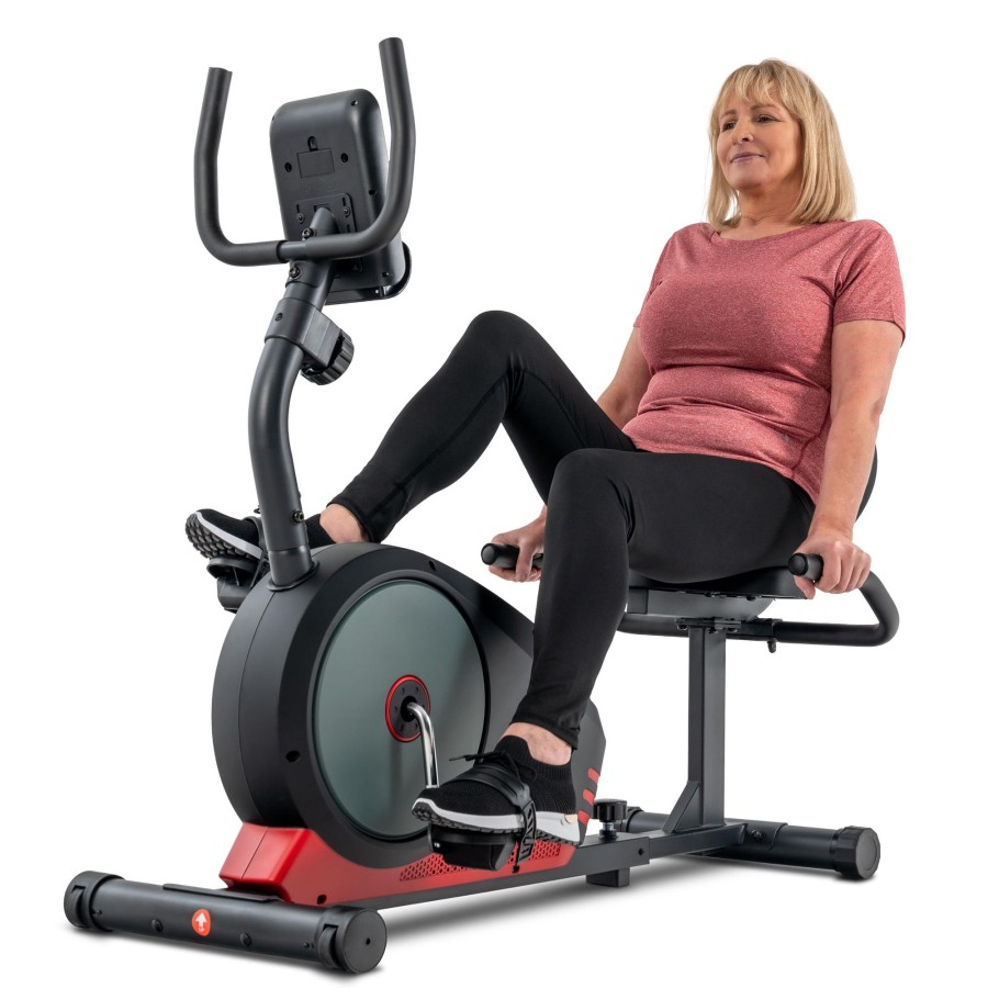 Sprzet Fitness Hop-Sport | Rower Lezacyhs-040L Rootczarny-Czerwony