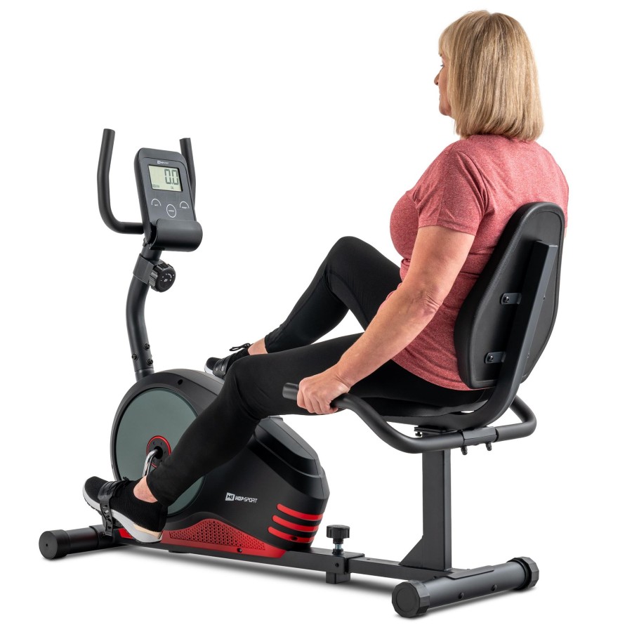 Sprzet Fitness Hop-Sport | Rower Lezacyhs-040L Rootczarny-Czerwony