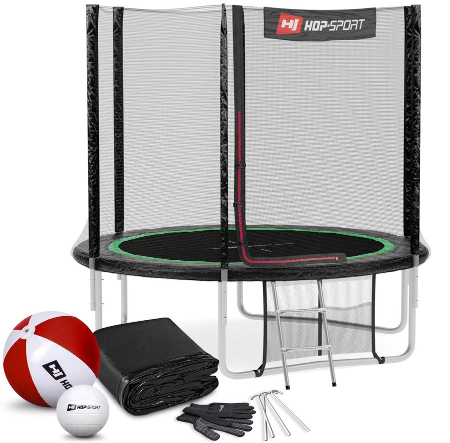 Dom I Ogrod Hop-Sport | Trampolina8Ft (244Cm)Czarno-Zielona Z Siatka Zewnetrzna